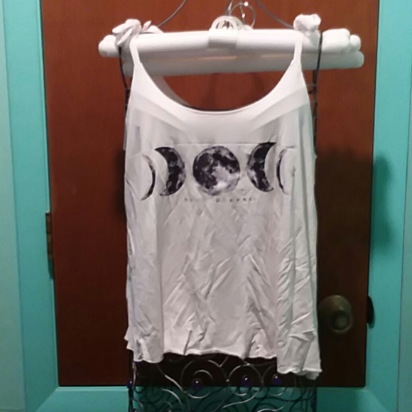 Plus Strong Womens Tops - White Moon Phase Tank Top